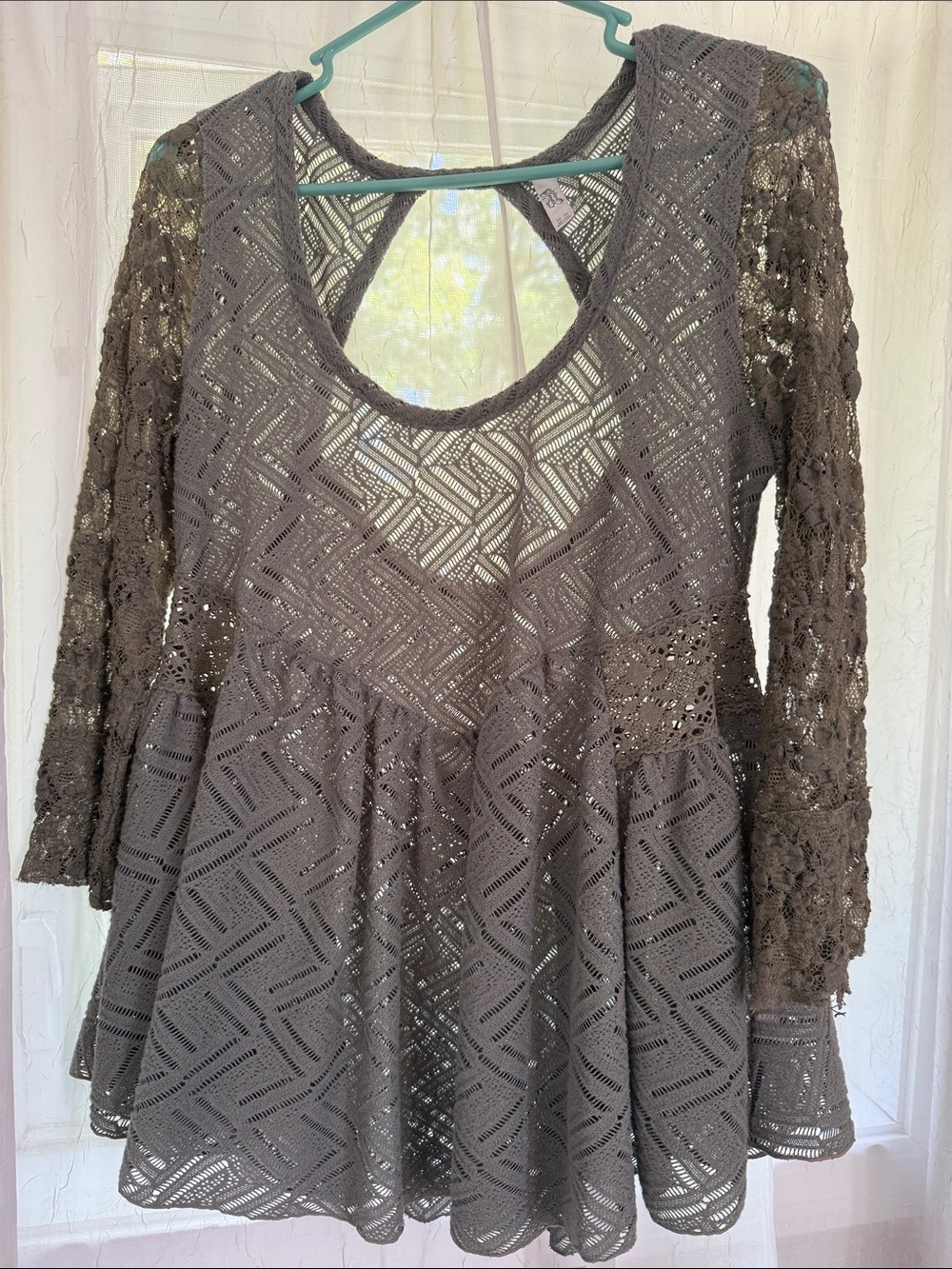Free People Crochet Lace Peplum Top